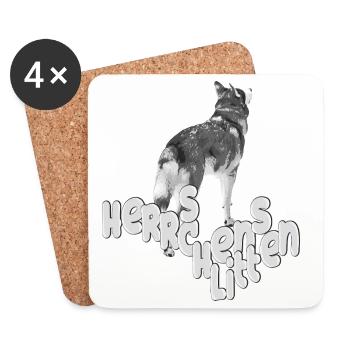 Chien de traîneau du maître avec illustration de mot - Dessous de verre (lot de 4) - blanc - Devant