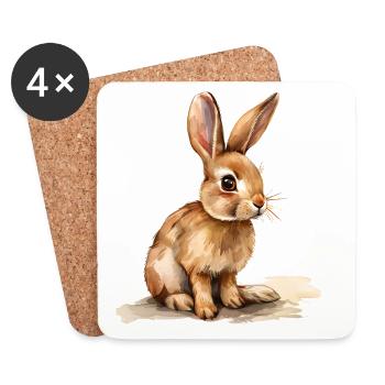 Watercolor bunny in spring light - Coasters (set of 4) - white - Front