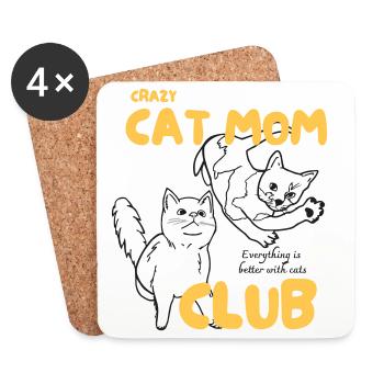 Verrückter Katzen-Mama-Club - Untersetzer (4er-Set) - Weiß - Vorne