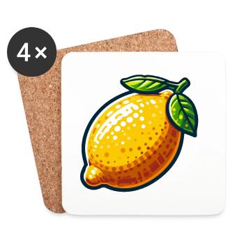 Lemon Cartoon Luminous - Coasters (set of 4) - white - Front