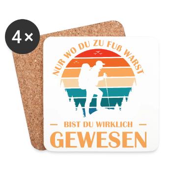 Wandern Sprüche Wanderer Wanderoutfits - Untersetzer (4er-Set) - Weiß - Vorne
