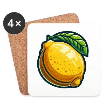 Citron Cartoon Éclat Jaune - Dessous de verre (lot de 4) - blanc - Devant