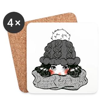 Fille en hiver - Dessous de verre (lot de 4) - blanc - Devant