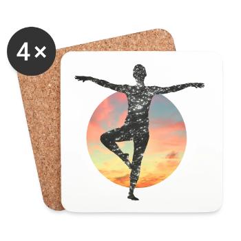 Silhouette galactique dans le cercle du soleil - Dessous de verre (lot de 4) - blanc - Devant
