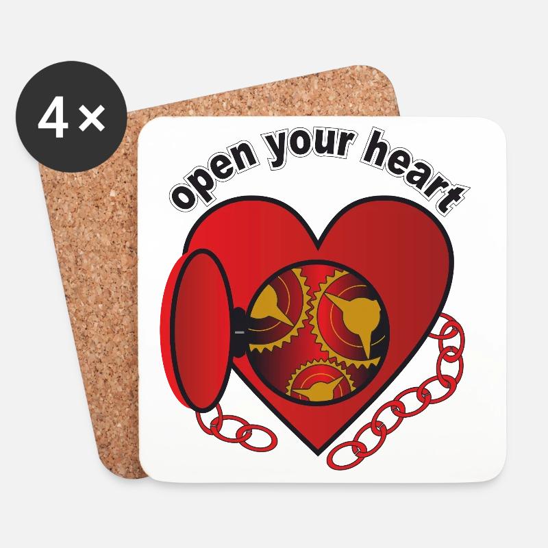 open_your_heart - Untersetzer (4er-Set) - Weiß