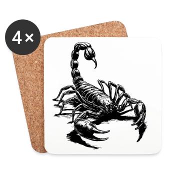 Noir Scorpion - Dessous de verre (lot de 4) - blanc - Devant