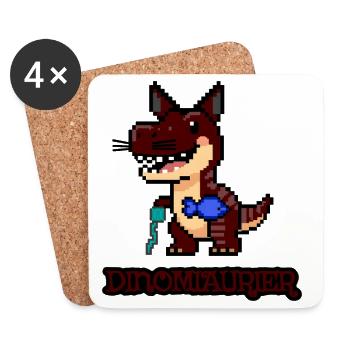 DinoMIAUrier - Pixel Art Dinosaurier als Katze! 🐈 - Untersetzer (4er-Set) - Weiß - Vorne
