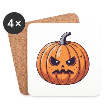 Kürbiszorn Karikatur Halloween - Untersetzer (4er-Set) - Weiß - Vorne