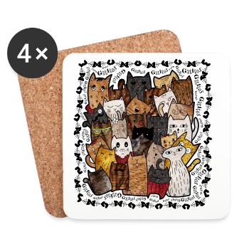 Cats V1COLOR - Coasters (set of 4) - white - Front