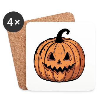 Citrouille Jack-o'-lantern Orange Noire - Dessous de verre (lot de 4) - blanc - Devant