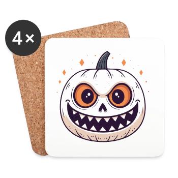 Citrouille sourire sinistre - Dessous de verre (lot de 4) - blanc - Devant
