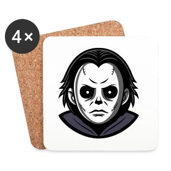 Böse Halloween-Maske monochromer Kapuzenpullover - Untersetzer (4er-Set) - Weiß - Vorne