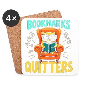 Owl Reader in Armchair Bookmarkers - Coasters (set of 4) - white - Front
