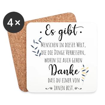Cadeau d’adieu collègue employé merci - Dessous de verre (lot de 4) - blanc - Devant