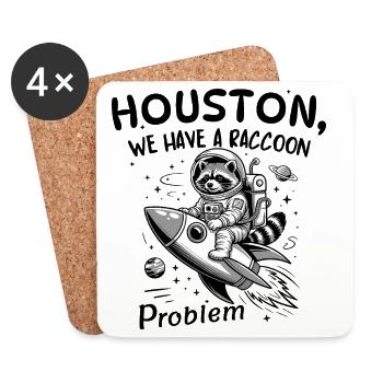 Houston We Have A Raccoon Problem Space Rocket - Coasters (set of 4) - white - Front