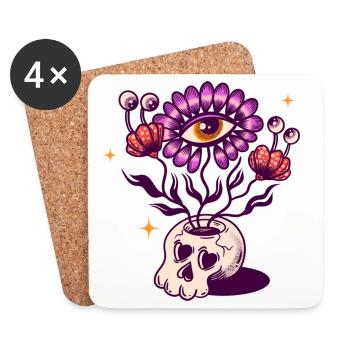 Skull vase - Coasters (set of 4) - white - Front