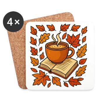 Autumn Harvest: Coffee & Book - Coasters (set of 4) - white - Front