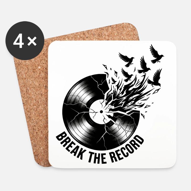 Break_the_Record - Untersetzer (4er-Set) - Weiß
