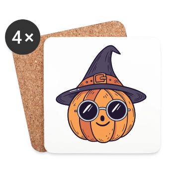 Pumpkin Witch Glasses - Coasters (set of 4) - white - Front