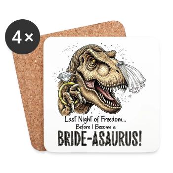 Bride-aurus: Dino Bridal Night - Coasters (set of 4) - white - Front