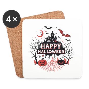 Château Halloween Nuit Sombre - Dessous de verre (lot de 4) - blanc - Devant