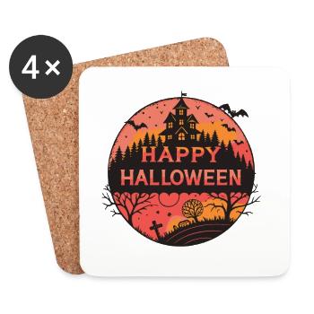 Halloween Château Silhouette - Dessous de verre (lot de 4) - blanc - Devant