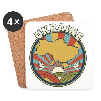 Ukraine Retro Sunrise Emblem - Coasters (set of 4) - white - Front
