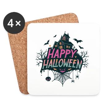 Happy Halloween Haunted House - Dessous de verre (lot de 4) - blanc - Devant