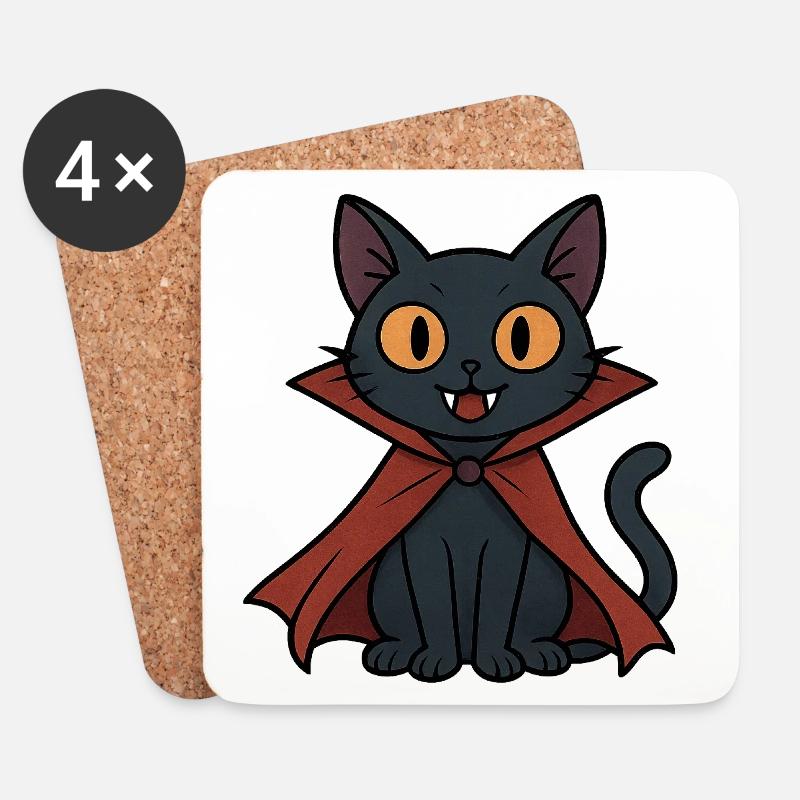 Vampire kitten in cape black cat - Coasters (set of 4) - white