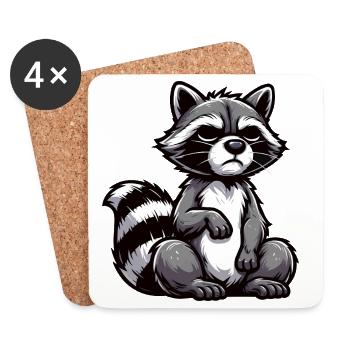 raccoon, raccoon, woodland animal, funny raccoon - Coasters (set of 4) - white - Front