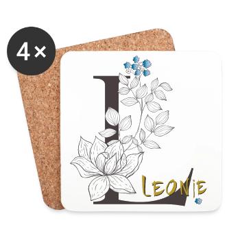 Letter L Leonie - Coasters (set of 4) - white - Front