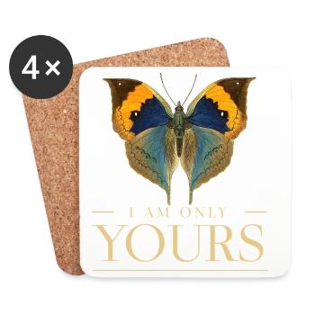 Motif papillon LOVE – Je suis juste à toi - Dessous de verre (lot de 4) - blanc - Devant