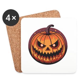 Citrouille Halloween cartoon orange - Dessous de verre (lot de 4) - blanc - Devant