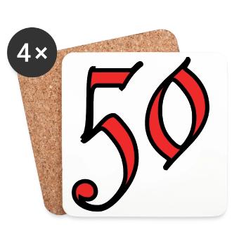 50. 50 JAHRE. 50-JÄHRIGES JUBILÄUM. 50-JÄHRIGES JUBILÄUM. - Untersetzer (4er-Set) - Weiß - Vorne