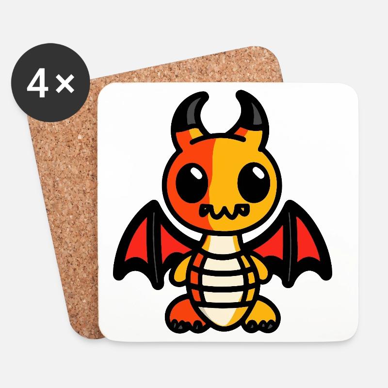Drache Halloween Zombie - Untersetzer (4er-Set) - Weiß