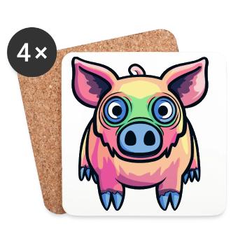 Schwein Halloween Lustig Wildschwein - Untersetzer (4er-Set) - Weiß - Vorne
