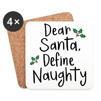 Cher Père Noël définir le design de Noël coquin - Dessous de verre (lot de 4) - blanc - Devant