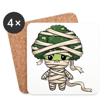 Déguisement de zombie momie de brocoli mignon d’Halloween - Dessous de verre (lot de 4) - blanc - Devant