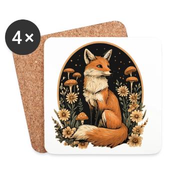 Fuchs Wald Pilze - Untersetzer (4er-Set) - Weiß - Vorne