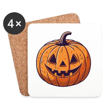 Citrouille Jack-o-Lantern Cartoon - Dessous de verre (lot de 4) - blanc - Devant