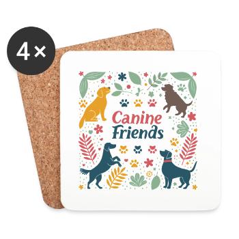 Colorful Dogs and Flowers - Coasters (set of 4) - white - Front
