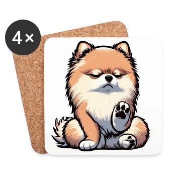 Pomeranian Pomeranian Pomeranian Spitz Dog Miniature Spitz Holder - Coasters (set of 4) - white - Front