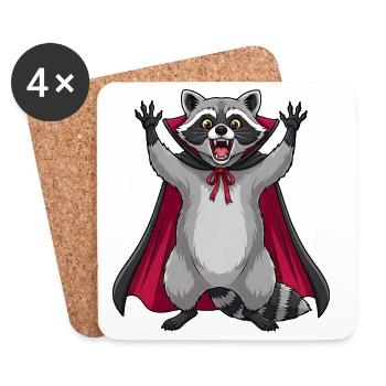 Cute Halloween Vampire Raccoon Cartoon Monster - Coasters (set of 4) - white - Front