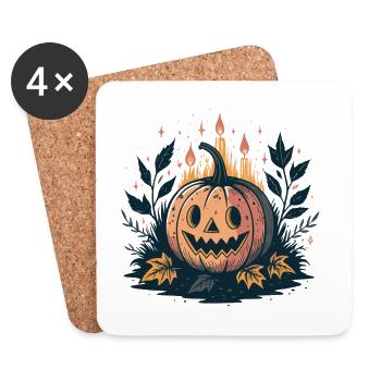 Candle Night Pumpkin - Coasters (set of 4) - white - Front