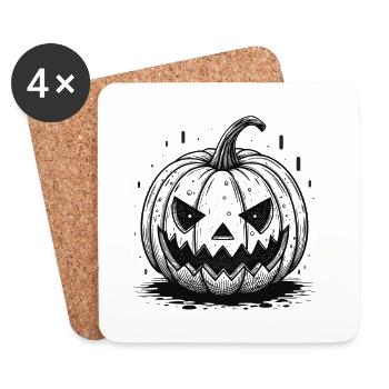 Black Halloween Pumpkin - Coasters (set of 4) - white - Front