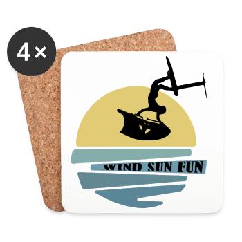 Wingfoil Sonnenuntergang - Untersetzer (4er-Set) - Weiß - Vorne