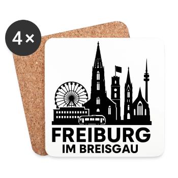 Fribourg-en-Brisgau Monument Ville Silhouette - Dessous de verre (lot de 4) - blanc - Devant