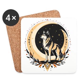 Boho Wolf - Untersetzer (4er-Set) - Weiß - Vorne