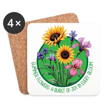 Fleurs d’été Floraison Cercle - Dessous de verre (lot de 4) - blanc - Devant