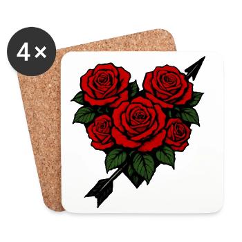 Roses heart love - Coasters (set of 4) - white - Front
